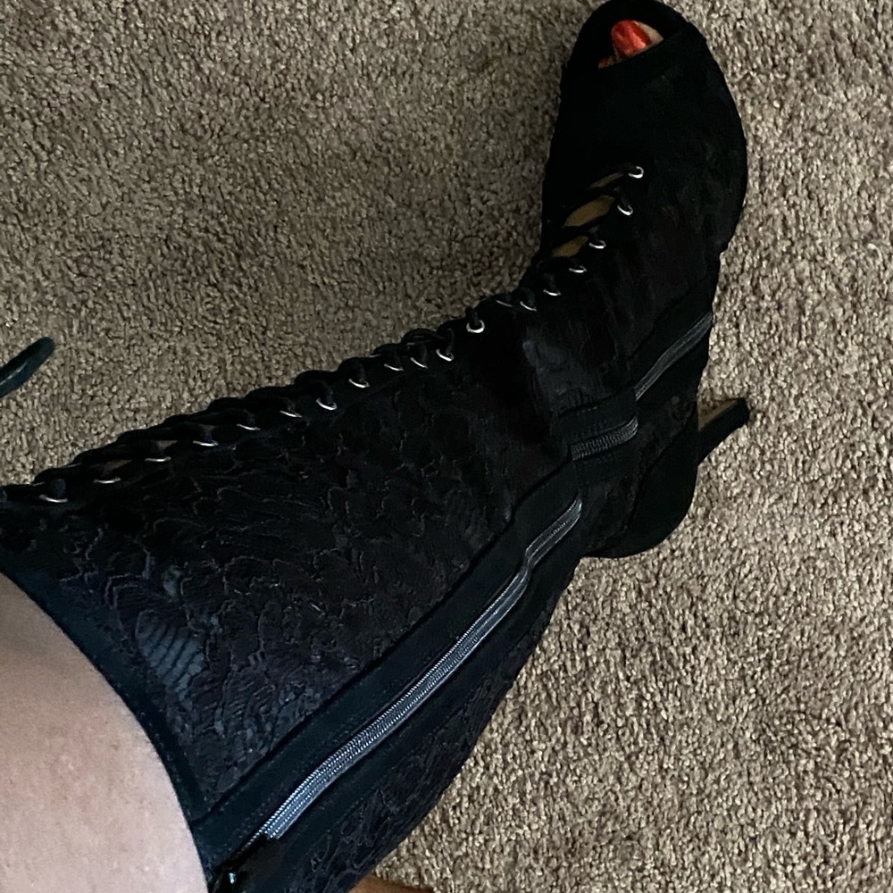 Torrid Over the Knee Black Lace Up Boots